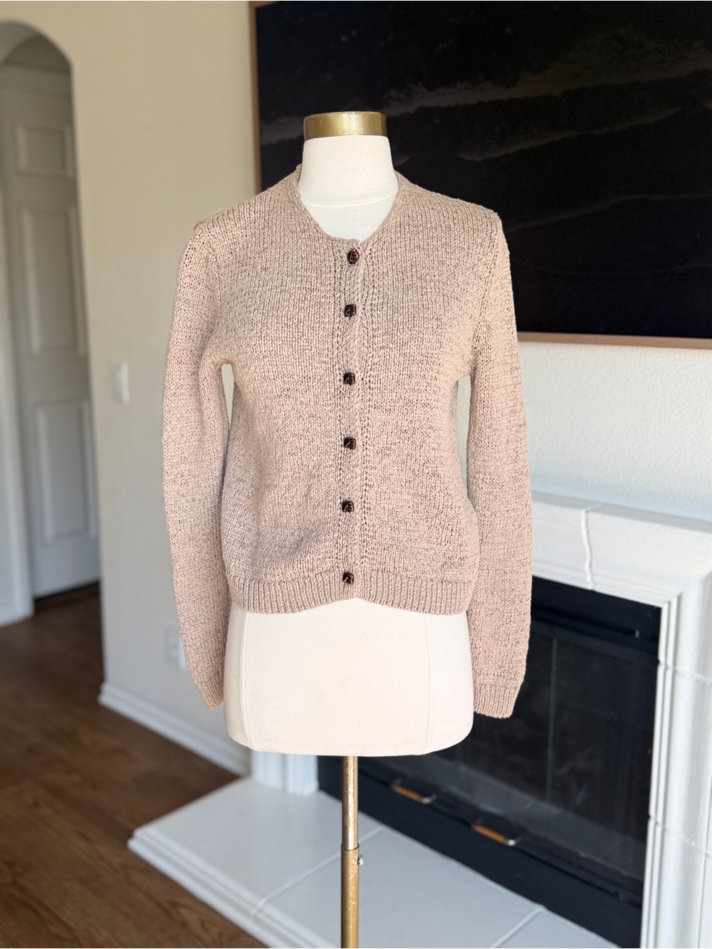 Zara Women's Knit Cardigan Neutral Minimalist Sz M